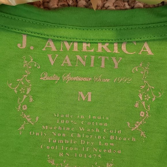 Lime Green Marguerita Graphic Deep V Tee J.J.'s La Puerta Womens Size M New - Picture 5 of 5